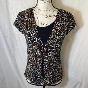 Claudia Richard Woman's V-Neck Cap Sleeve Blouse